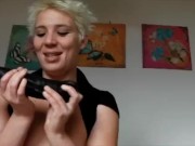 Charlie anal ride with a giant black dildo