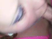 Cock hungry slut deepthroats cock and enjoys big cumshot on her face! 14/16