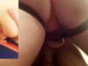 Cute amateur couple hard pegging session with big strapon and chastity cage 8/16