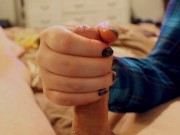 Mitzi gives boyfriend Sensual CFNM Edging Handjob Before Bed 13/16