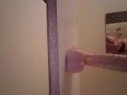 Amateur wife fucking huge dildo while sucking dick