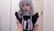 Transvestite boss - Maid cosplay girl sucking and begging to her boss