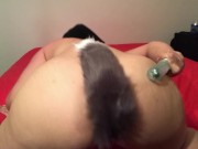 Horny amateur Muslim play with fox tail butt plug ana dildo(big ass Arab) 15/16