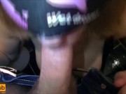 Blonde sucks cock in toilet - Close up cum in mouth, Amateur Blowjob POV 7/16