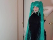 Chubby Miku Hatsune teases and fucks self 1/16