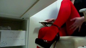 Red Pantyhose Masturbate - Masturbate at work :Day 28.Rubbing through red pantyhose.brunette amateure  | Redtube Free Fetish Porn