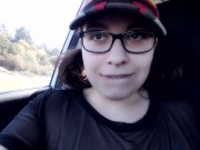 LilKiwwiMonster in CAR bating pink PUSSY, gets seat WET! 10/16