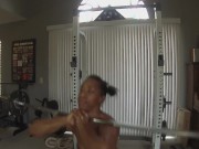 ebony fitness babe begs for white cock | jerk off instruction 1/16