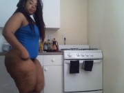 Phat Ass Smoking Hairy Pussy Thick Ebony BBW Kitchen Cleaning - Cami Creams 12/16