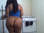 Phat Ass Smoking Hairy Pussy Thick Ebony BBW Kitchen Cleaning - Cami Creams 15/16