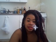 Phat Ass Smoking Hairy Pussy Thick Ebony BBW Kitchen Cleaning - Cami Creams 2/16