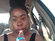 Ebony Big Lips Sucking Ice cream Pop Outside in Car - Cami Creams 10/16