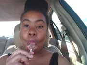 Ebony Big Lips Sucking Ice cream Pop Outside in Car - Cami Creams 12/16