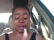 Ebony Big Lips Sucking Ice cream Pop Outside in Car - Cami Creams 14/16