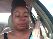 Ebony Big Lips Sucking Ice cream Pop Outside in Car - Cami Creams 2/16
