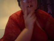 Smoking in Red Lingerie 15/16