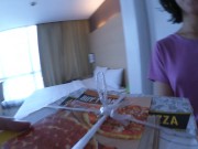 no money for pizza, offered delivery boy blowjob end up he cum inside me! 1/16