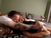 Wife DEEPTHROATS.2 CUMSHOTS to the FACE,TIED UP and FUCKED with TOYS!