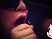 blindfold submissive sperm addict serves under table 12/16