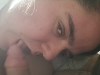 Personal skank talks back so I smacked her twice during my blowjob