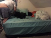 fat white girl buttcrack making bed and texting totally naked 2/16