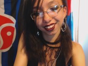 Young Goth Applies Dark Red Lipstick then Plays with her Big Puffy Nipples 4/16