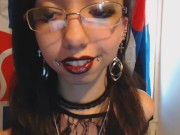 Young Goth Applies Dark Red Lipstick then Plays with her Big Puffy Nipples 6/16