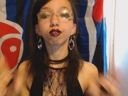 Young Goth Applies Dark Red Lipstick then Plays with her Big Puffy Nipples 7/16