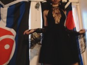 Young Goth in Fishnet Pantyhose Spanks Her Perfect Ass until it's Blushing 1/16