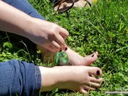 I Want You to Cum ALL Over my Oiled Up Little FEET - PUBLIC foot show! 10/16