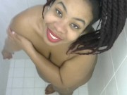 Smoking Ebony BBW Sticky Syrup Shower Big Nipples Fat Ass Clap Cami Creams 14/16