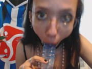 POV Messy Blowjob Thick Jelly Rubber Dildo 13/16