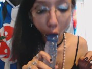 POV Messy Blowjob Thick Jelly Rubber Dildo 6/16