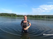 Squirt in a public place! Swimming in the lake with clothes on! 7/16