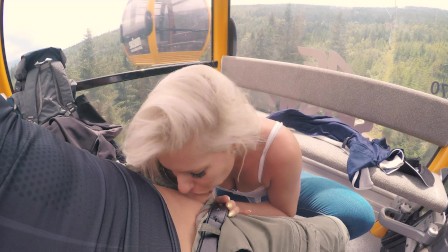 4K Public BJ and Anal Creampie in Ski Lift and lot of fuck in mountain hike