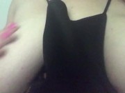 Curvy blonde in short black dress striptease and shows pussy at end 13/16