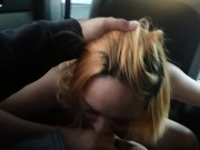 Teen girl sucking dick Car Blowjob finished on her tits 7/16