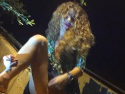 Linda rubia mea en publico y se folla una botella 1/16