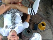 Outdoor sex 3 in 1 - cum on face, cum in pool, creampie 12/16