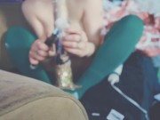 Lee Zard gets cloudy and cums in adidas thigh highs 5/16