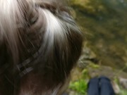 Young hikers having public sex in the mountains 1/16