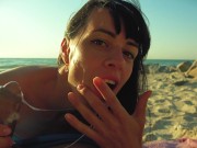 Risky public blowjob on the beach.Travel diaries pt1 15/16