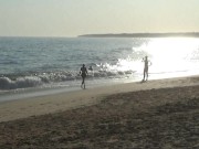 Naked blonde on a Nude beach. Masturbating and pissing. 11/16