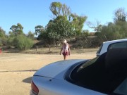 Naked blonde on a Nude beach. Masturbating and pissing. 15/16