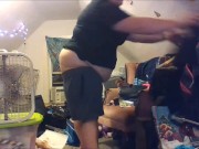 buttcrack doing chores - big shorts keep falling down 9/16
