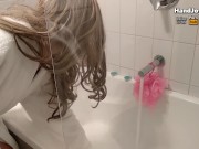 HandJoy * Goddess Hira, Footjob to 2 dildos at the same time in the bathtub 1/16