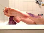 HandJoy * Goddess Hira, Footjob to 2 dildos at the same time in the bathtub 9/16