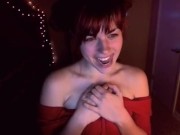 AwesomeKate - Red Head In Red Dress Cum Control 5/16