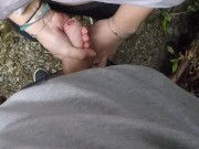 Amateur couple fuck in the forest. POV Sexe Blowjob Cumshot 3/16