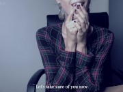 The Cumsultation. Relax in Lele's office.Sloppy dildo suck.Cum on boobs JOI 4/16